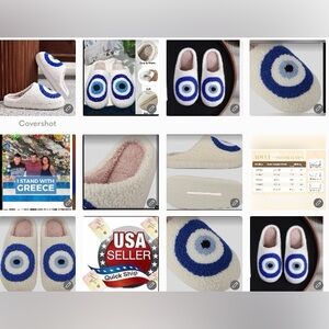 Cozy Evil Eye Slippers plushies MEN & WOMEN NEW SZ 9.5/10